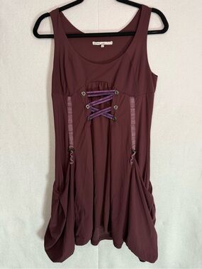 Sun Light Paris Sleeveless Lace-Up Tunic Dress in Deep Plum
